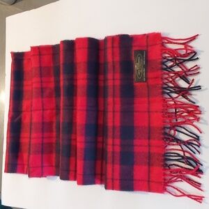 Cashmere Scarf Red/Black Plaid Fringe Soft Luxury Preppy Old Money Sz.OS